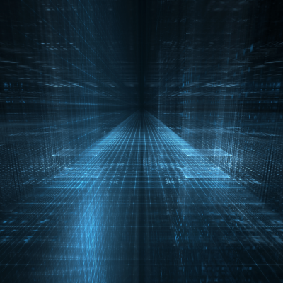 Blue dots and lines in a grid