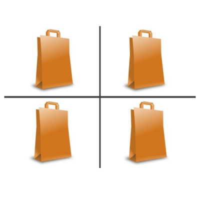 Four shopping bags in a grid
